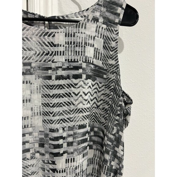 Fever Black White Geometric Print Sleeveless Tunic Top Sz Medium - Picture 4 of 10